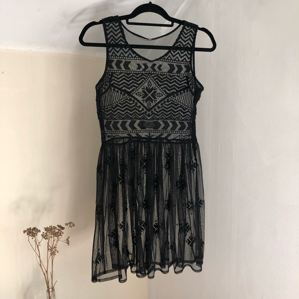 Free People sheer embroidered dress